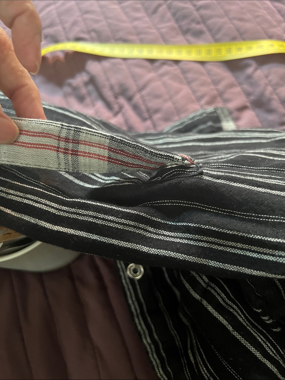 Billabong Black Striped Shirt with Red Plaid Detail reversible size L Women’s - Picture 5 of 12